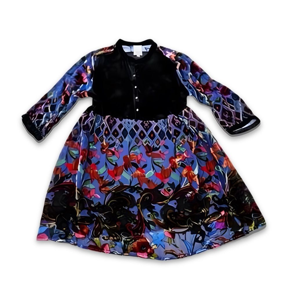Johnny Was Velvet Long Sleeve Dress - Picture 3 of 17